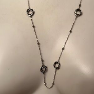 Decorative Rings And Metal Beads Long Necklace